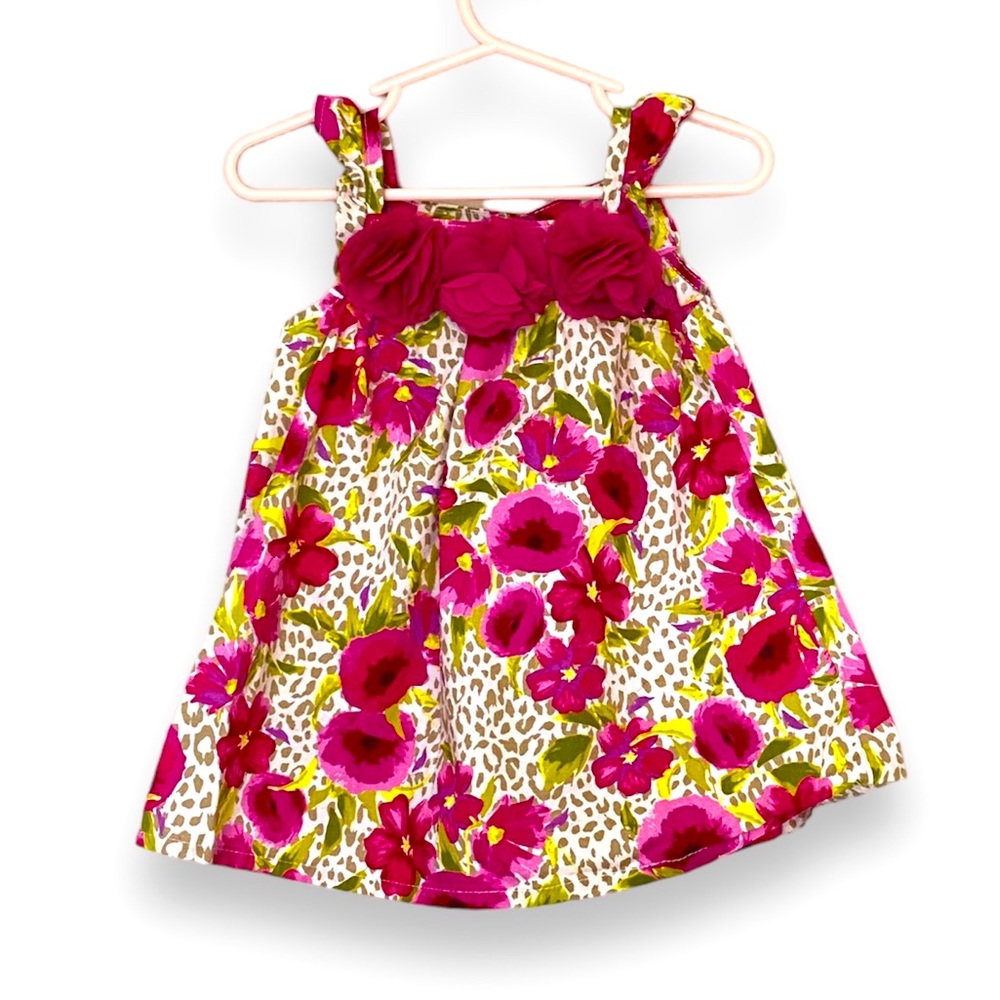 (3 for$15) Floral Leopard Print Dress with 3D Flowers Size 12-18 Months